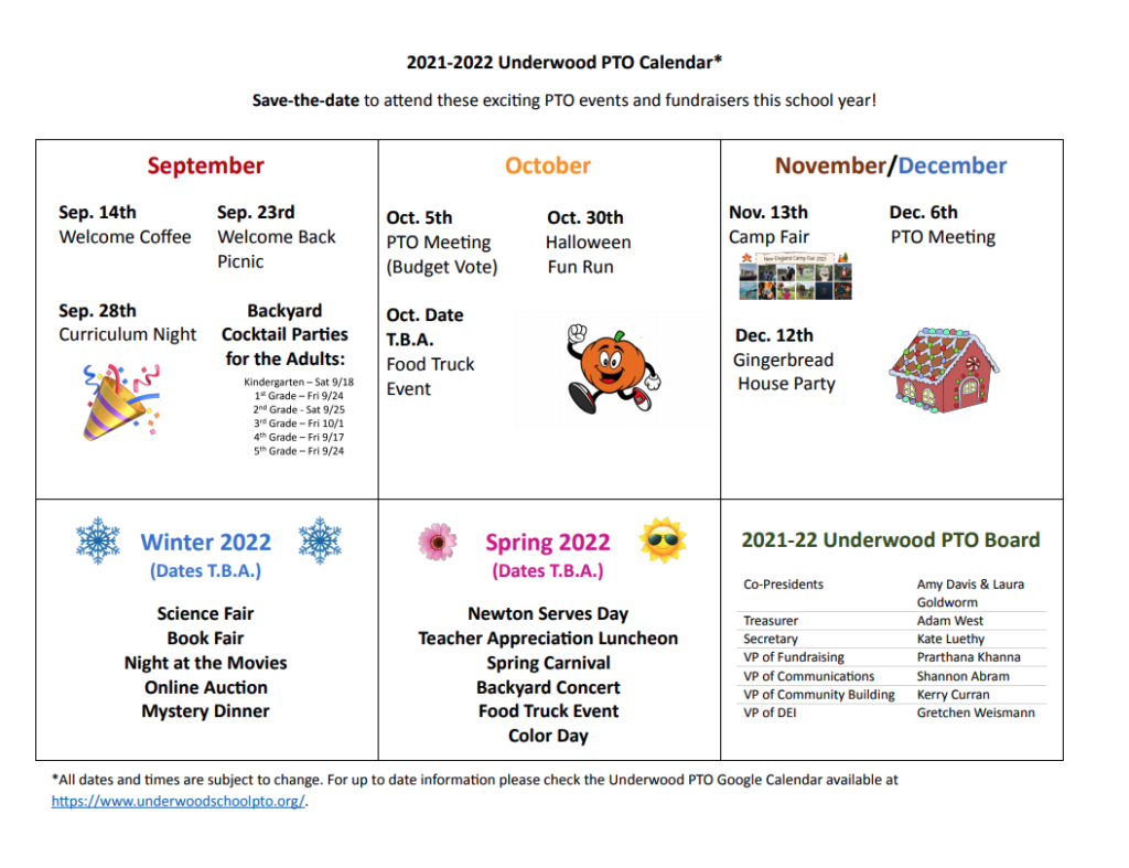 Calendar • Underwood School PTO